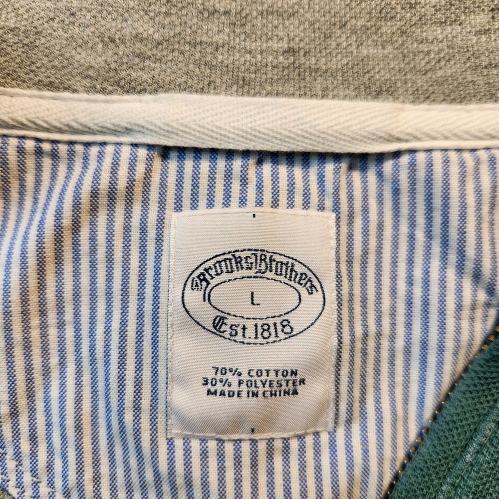 Brooks Brothers Sweater Men's Large Green Half Zip Pullover Embroidered Preppy - Picture 5 of 7